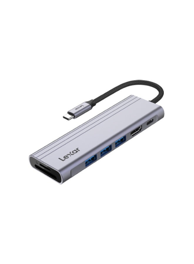 ليكسار موزع USB-C 7 في 1 H31 I USB 3.2 Gen1 I Type-C 3xUSB-A I HDMI، فتحة SD وMicroSD I PD 100W - Image 2