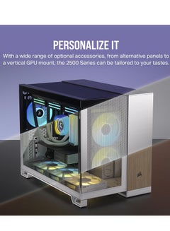CORSAIR 2500D AIRFLOW Small-Tower mATX Dual Chamber PC Case – Tempered Glass – Reverse Connection Motherboard Compatible – White  - Image 4