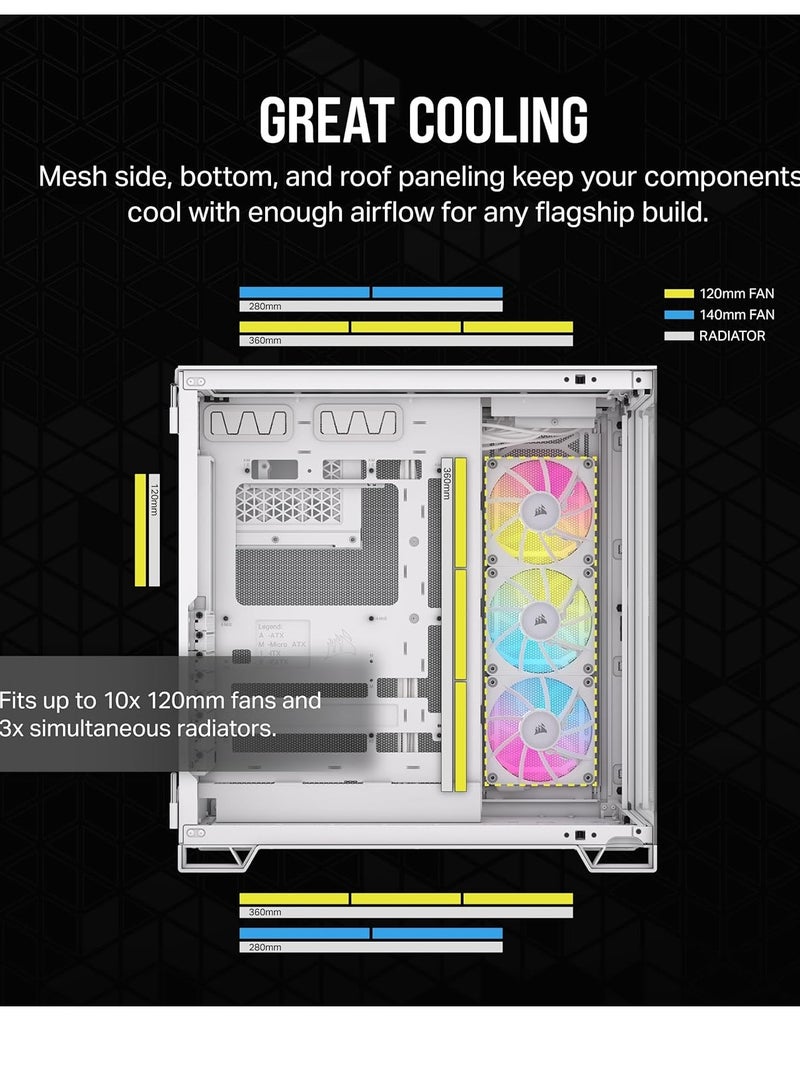 كورسير iCUE Link 6500X RGB Mid-Tower ATX Dual Chamber، زجاج مقوى بانورامي، توصيل عكسي متوافق مع اللوحة الأم، 3 مراوح CORSAIR RX120 RGB متضمنة  - Image 5