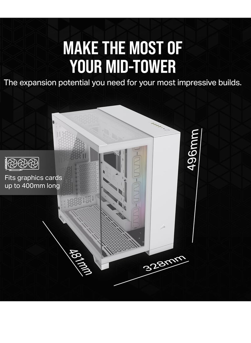 كورسير iCUE Link 6500X RGB Mid-Tower ATX Dual Chamber، زجاج مقوى بانورامي، توصيل عكسي متوافق مع اللوحة الأم، 3 مراوح CORSAIR RX120 RGB متضمنة  - Image 4