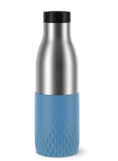TEFAL Bludrop Bottle, 0.5 Litre, Blue Sleeve, Thermal, Stainless Steel, Silicone Sleeve, Leak Proof, Sustainable, N3110710 Blue