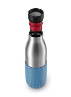 Tefal TEFAL Bludrop Bottle, 0.5 Litre, Blue Sleeve, Thermal, Stainless Steel, Silicone Sleeve, Leak Proof, Sustainable, N3110710 Blue  - Image 2