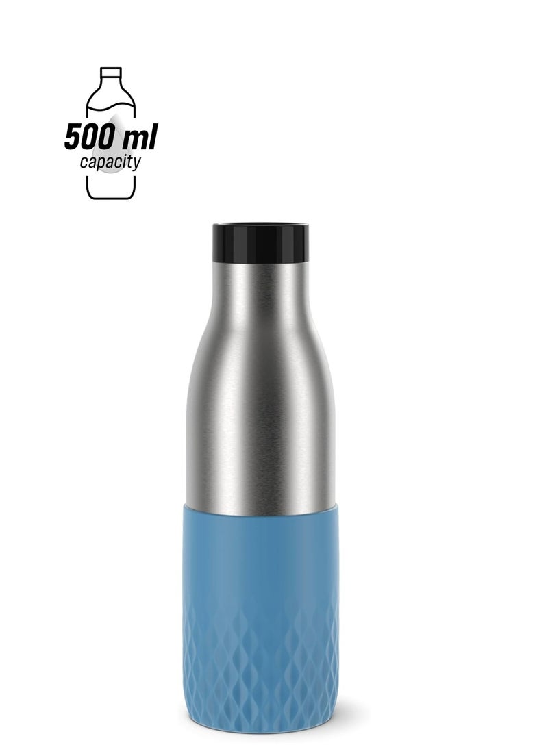 تيفال زجاجة تيفال بلودروب، 0.5 لتر، غلاف أزرق، حراري، ستانلس ستيل، غلاف سيليكون، مانع للتسرب، مستدام، N3110710 - Image 1