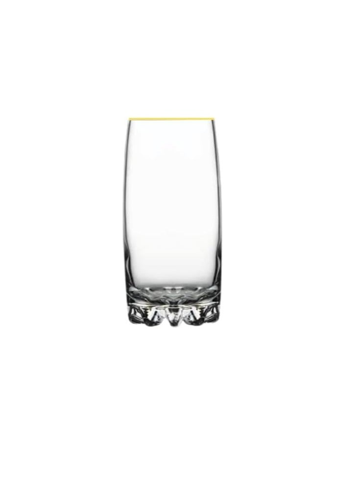 Pasabahce Large Juice Cups Set of 6 Sylvana Long Drink -Golden Line (385 Ml)