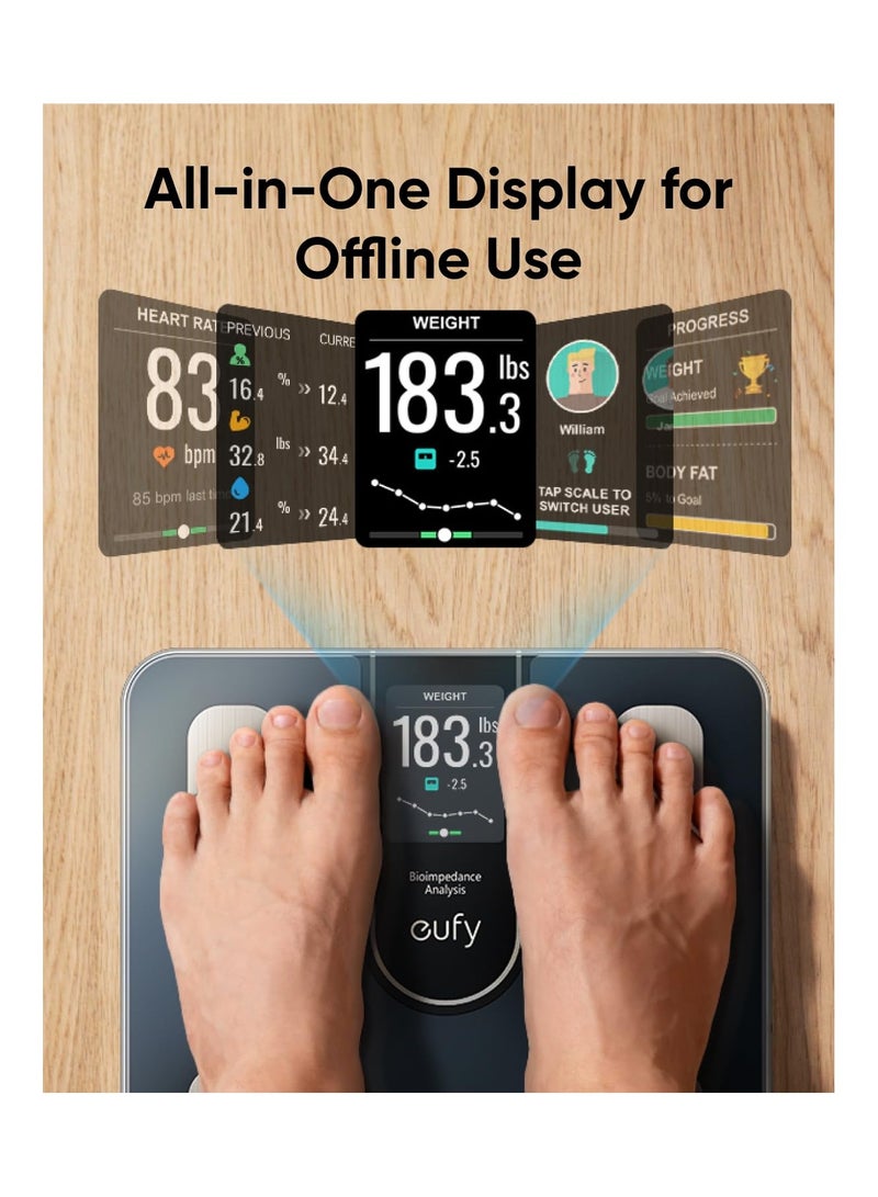 eufy - eufy Digital Bathroom Scales for Body Weight with Large TFT Screen, All-in-One Display for Offline Use, Bluetooth, 16 Metrics, BMI, Multi-Modes, High Accuracy, Smart Scale C20 - Image 1