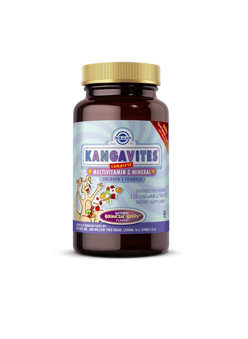 Solgar Kangavites Complete Multivitamin and Mineral, 120 Chewable Tablets, Bouncin Berry