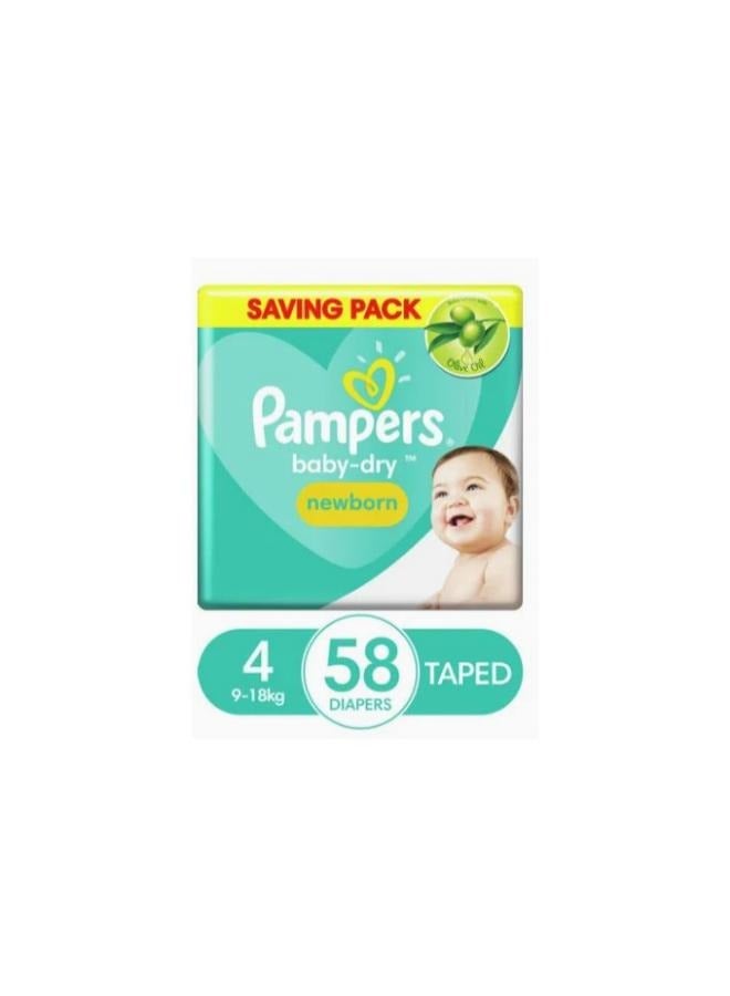 Pampers 58-Piece Baby Dry Diapers, Size 4, Maxi, 9-18 kg  - Image 1