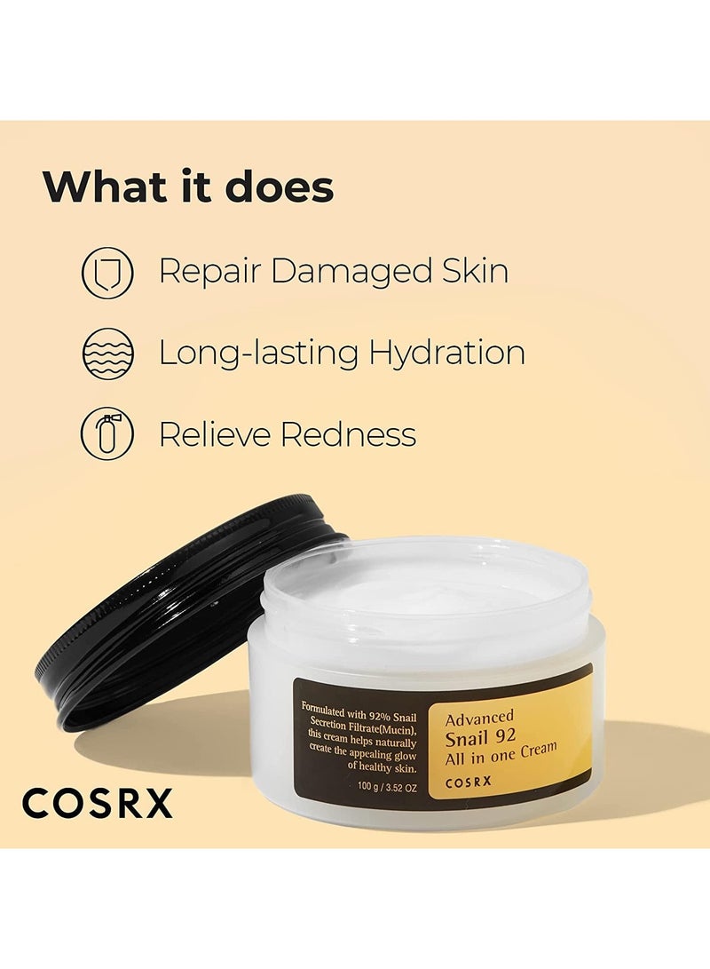 Cosrx - Advanced Snail 92 All-In-One Cream Moisturizer Enriched With 92% Of Snail Mucin 100grams - Image 1