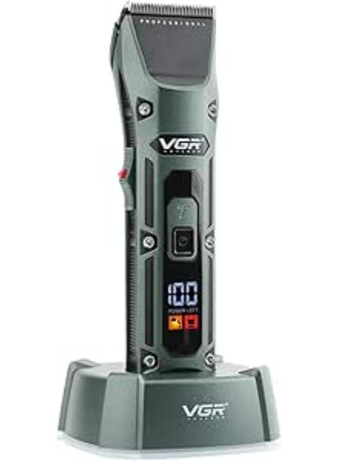VGR - V-696 Professional Corded & Cordless Hair Clipper with Charging Base Runtime: 300 minutes (Green) - Image 1