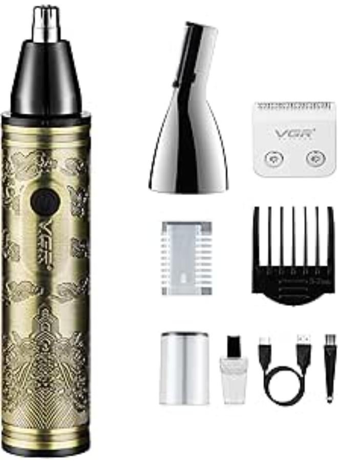 في جي آر مقص شعر الأنف والأذن V-3 في 1 للرجال - ماكينة حلاقة الحواجب وجز الشعر مع ملحق لحلاقة اللحية - لاسلكي قابل لإعادة الشحن 120 دقيقة بطارية - مزيل شعر الأنف بدون ألم