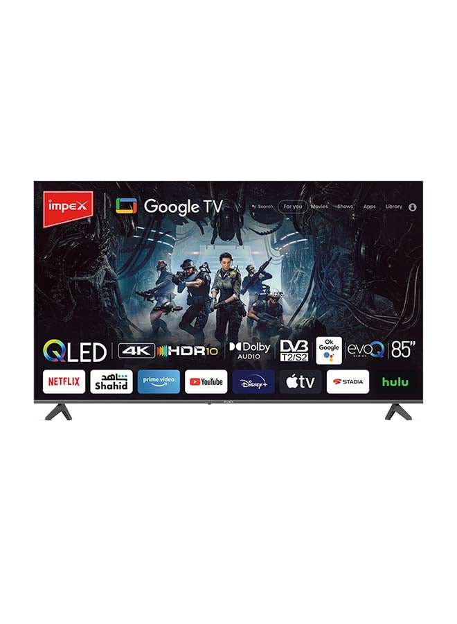 إمبكس تلفزيون ذكي QLED بدقة فائقة 4K مقاس 85 بوصة من Google، تصميم بدون إطار، صوت دولبي، جهاز تحكم صوتي، يدعم Wi-Fi، بلوتوث، بصري، HDMI ARC مع eARC وUSB - Image 1
