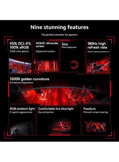 Xiaomi Redmi 34 Inch Curved Gaming Monitor G34WQ 180Hz High Refresh Rate 3440 x 1440 Low Blue Light Black  - Image 5