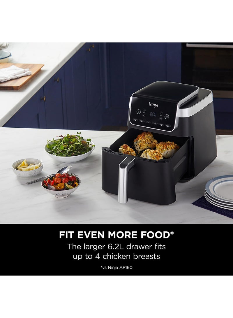 نينجا - Air Fryer Max Pro, 6.2L, Uses No Oil, Large Square Single Drawer, Roast, Bake, Air Fry, Family Size, Digital, Cook From Frozen, Non-Stick, Dishwasher Safe Basket & Crisper Plate 5.5 L 2000 W AF180ME Black - Image 1