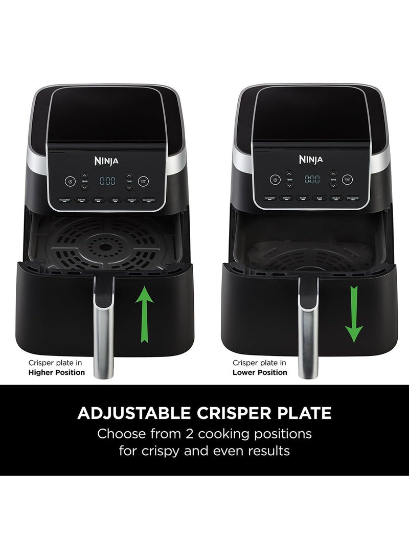 نينجا - Air Fryer Max Pro, 6.2L, Uses No Oil, Large Square Single Drawer, Roast, Bake, Air Fry, Family Size, Digital, Cook From Frozen, Non-Stick, Dishwasher Safe Basket & Crisper Plate 5.5 L 2000 W AF180ME Black - Image 1