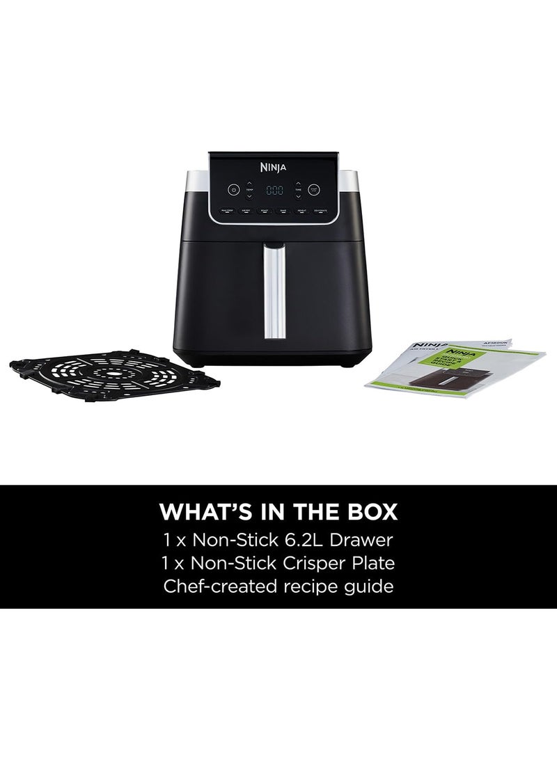 نينجا - Air Fryer Max Pro, 6.2L, Uses No Oil, Large Square Single Drawer, Roast, Bake, Air Fry, Family Size, Digital, Cook From Frozen, Non-Stick, Dishwasher Safe Basket & Crisper Plate 5.5 L 2000 W AF180ME Black - Image 1