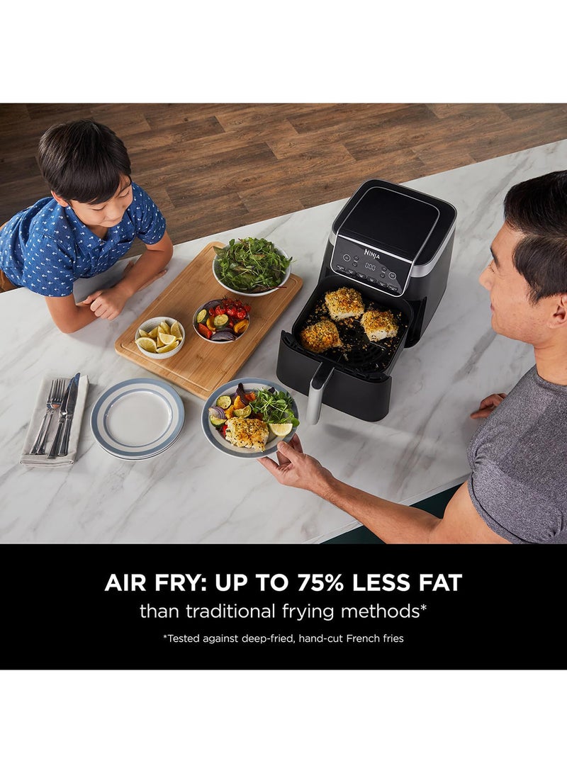 نينجا - Air Fryer Max Pro, 6.2L, Uses No Oil, Large Square Single Drawer, Roast, Bake, Air Fry, Family Size, Digital, Cook From Frozen, Non-Stick, Dishwasher Safe Basket & Crisper Plate 5.5 L 2000 W AF180ME Black - Image 1