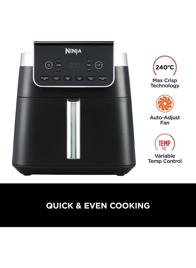 نينجا - Air Fryer Max Pro, 6.2L, Uses No Oil, Large Square Single Drawer, Roast, Bake, Air Fry, Family Size, Digital, Cook From Frozen, Non-Stick, Dishwasher Safe Basket & Crisper Plate 5.5 L 2000 W AF180ME Black - Image 1