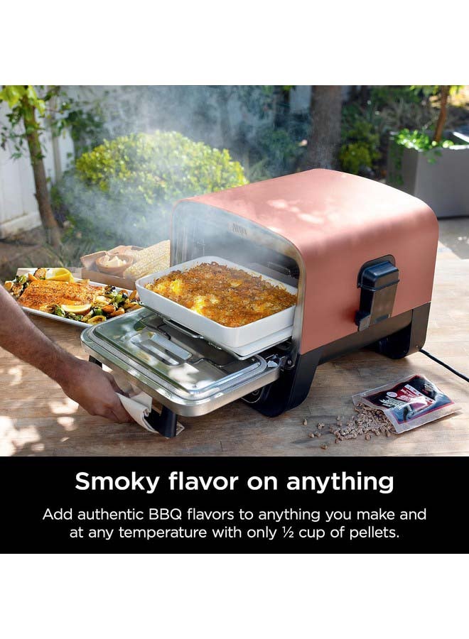 نينجا Woodfire Electric Outdoor Oven, 8-in-1 Pizza Oven, High-Heat Roaster & BBQ Smoker with Roast Rack, Pro-Heat Tray, Pizza Stone, Wood Pellets & Scoop, Electric, 6 Pizza Settings 6 kg 2400 W OO101ME Silver  - Image 4