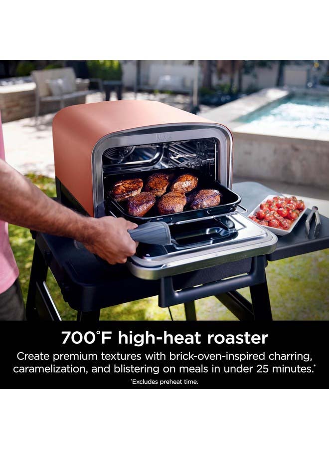 نينجا Woodfire Electric Outdoor Oven, 8-in-1 Pizza Oven, High-Heat Roaster & BBQ Smoker with Roast Rack, Pro-Heat Tray, Pizza Stone, Wood Pellets & Scoop, Electric, 6 Pizza Settings 6 kg 2400 W OO101ME Silver  - Image 5