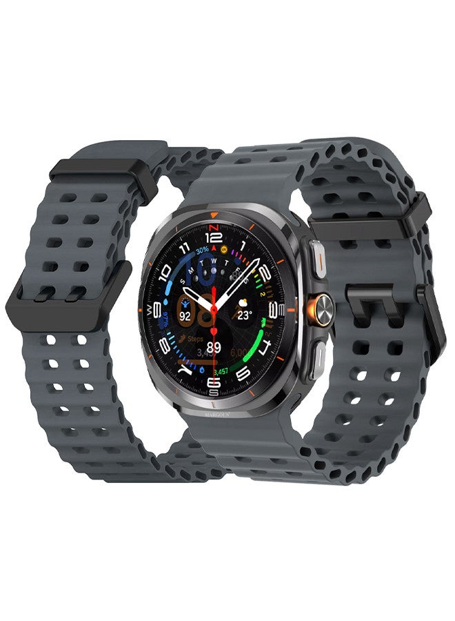 MARGOUN - (for Samsung Galaxy Watch 7 Ultra 47mm) Silicone Band Soft Ocean Silicone Sport Strap Replacement Accessory Grey - Image 1