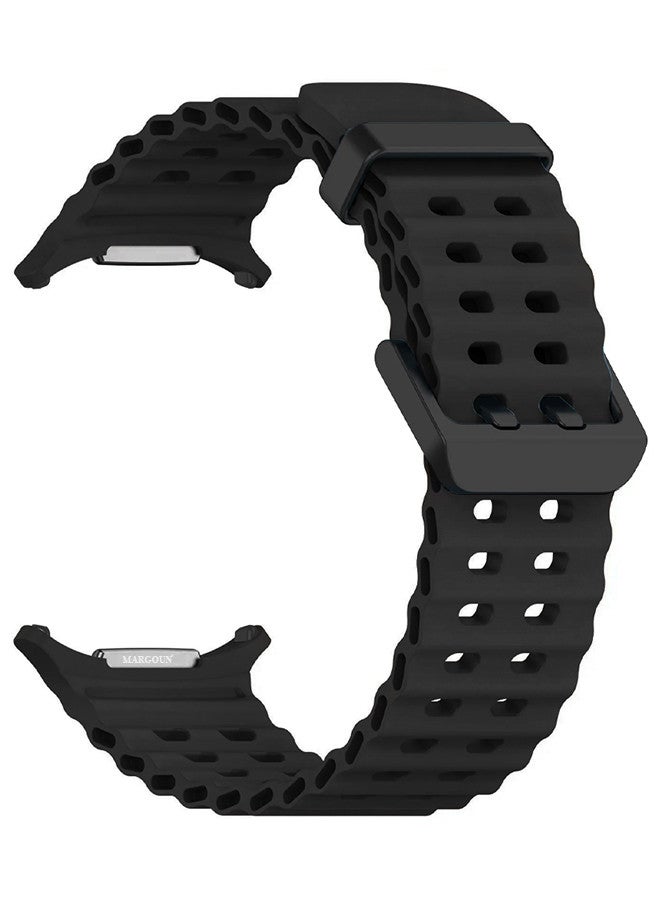 MARGOUN - (for Samsung Galaxy Watch 7 Ultra 47mm) Silicone Band Soft Ocean Silicone Sport Strap Replacement Accessory Black - Image 1