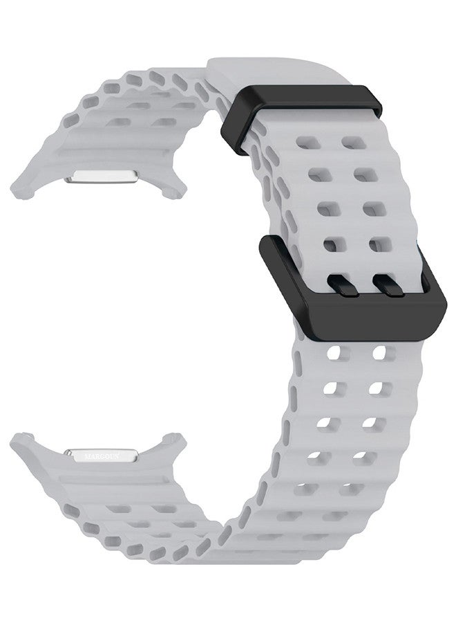 MARGOUN (for Samsung Galaxy Watch 7 Ultra 47mm) Silicone Band Soft Ocean Silicone Sport Strap Replacement Accessory Light Grey - Image 2