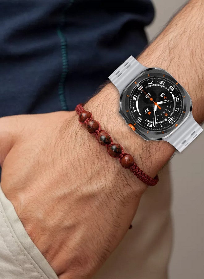 MARGOUN (for Samsung Galaxy Watch 7 Ultra 47mm) Silicone Band Soft Ocean Silicone Sport Strap Replacement Accessory Light Grey - Image 3