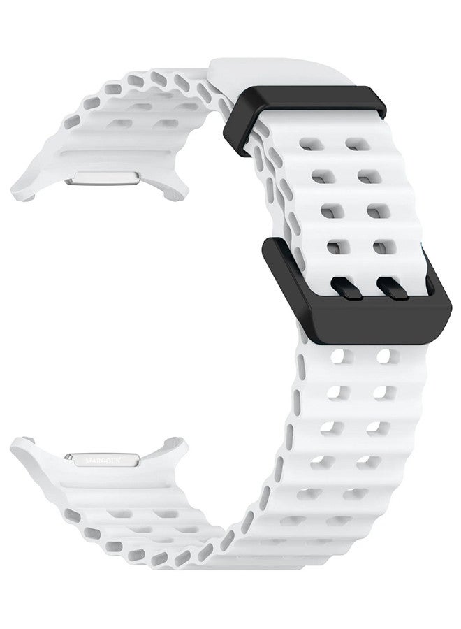 MARGOUN - (for Samsung Galaxy Watch 7 Ultra 47mm) Silicone Band Soft Ocean Silicone Sport Strap Replacement Accessory White - Image 1