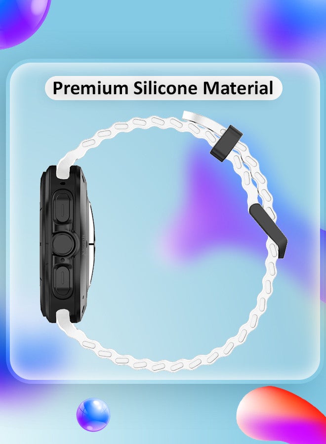 MARGOUN - (for Samsung Galaxy Watch 7 Ultra 47mm) Silicone Band Soft Ocean Silicone Sport Strap Replacement Accessory White - Image 1