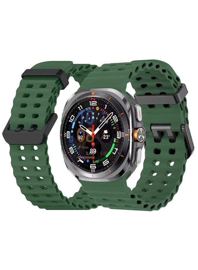 MARGOUN - (for Samsung Galaxy Watch 7 Ultra 47mm) Silicone Band Soft Ocean Silicone Sport Strap Replacement Accessory Green - Image 1