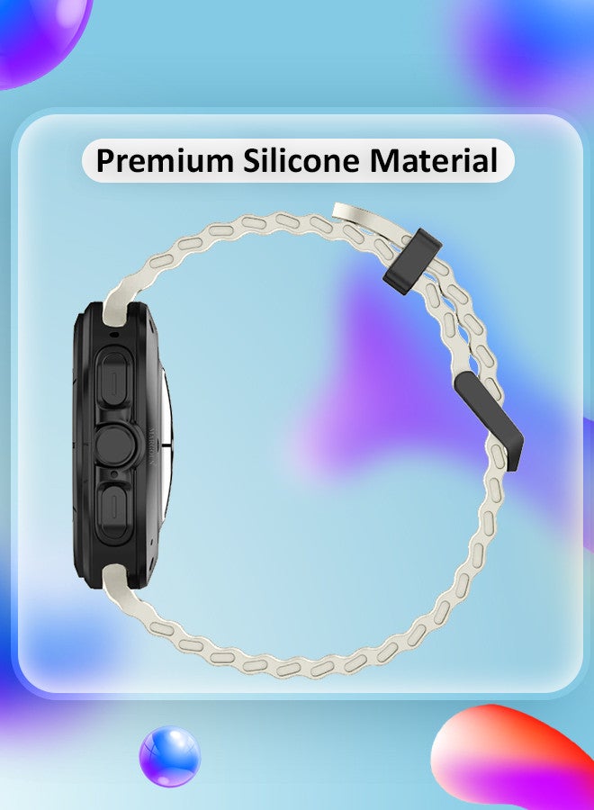 MARGOUN (for Samsung Galaxy Watch 7 Ultra 47mm) Silicone Band Soft Ocean Silicone Sport Strap Replacement Accessory Dusty White - Image 4