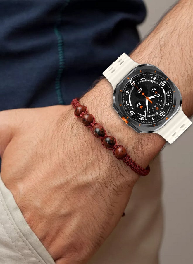 MARGOUN (for Samsung Galaxy Watch 7 Ultra 47mm) Silicone Band Soft Ocean Silicone Sport Strap Replacement Accessory Dusty White - Image 3