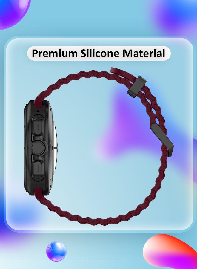 MARGOUN (for Samsung Galaxy Watch 7 Ultra 47mm) Silicone Band Soft Ocean Silicone Sport Strap Replacement Accessory Maroon - Image 4