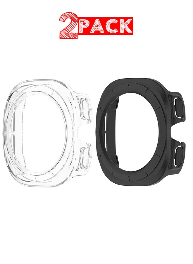 MARGOUN (for Samsung Galaxy Watch 7 Ultra) 2 Pack Case Hard PC Bumper Set Frame protection around The perimeter, not covering The screen Black/Clear - Image 1