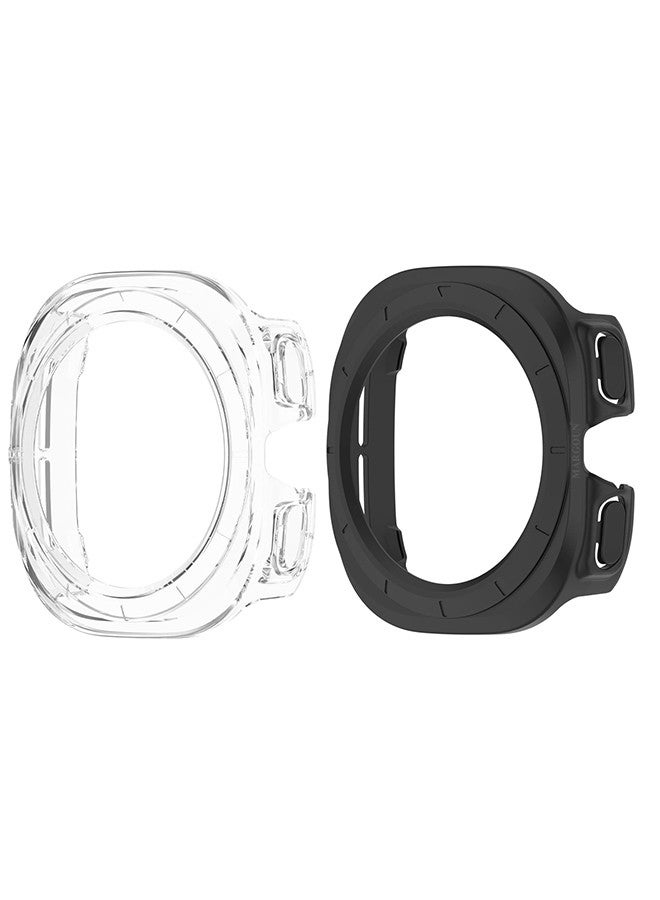 MARGOUN (for Samsung Galaxy Watch 7 Ultra) 2 Pack Case Hard PC Bumper Set Frame protection around The perimeter, not covering The screen Black/Clear - Image 2