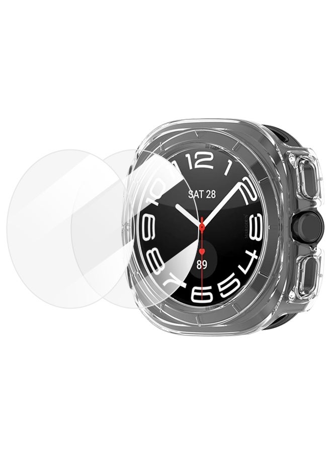 MARGOUN (for Samsung Galaxy Watch 7 Ultra) 3 Pack Case and 2 Screen Protectors Hard PC Bumper Set Frame protection around The perimeter, not covering The screen Clear - Image 2