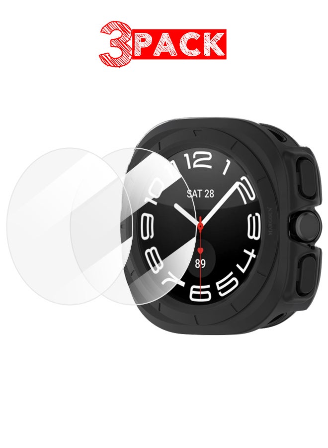 MARGOUN - (for Samsung Galaxy Watch 7 Ultra) 3 Pack Case and 2 Screen Protectors Hard PC Bumper Set Frame protection around The perimeter, not covering The screen Black - Image 1