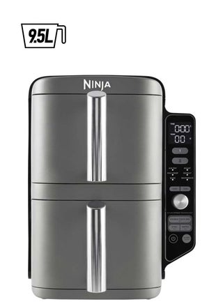 Double Stack XL Air Fryer, Vertical Dual Drawer Air Fryer With 4 Cooking Layers, 2 Drawers And 2 wire Racks, Space Saving Design, 6 Cooking Functions. 9.5 L 2470 W SL400ME/EU Silver - pnsku/N70101485V/45/_/1739808196/c959c4c7-d254-456d-a914-fde9a7ead3c0