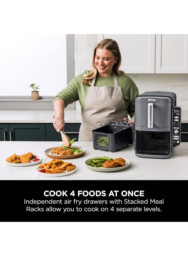 Ninja Double Stack XL Air Fryer, Vertical Dual Drawer Air Fryer With 4 Cooking Layers, 2 Drawers And 2 wire Racks, Space Saving Design, 6 Cooking Functions. 9.5 L 2470 W SL400ME/EU Silver - Image 5