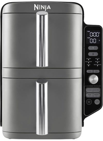 Ninja Double Stack XL Air Fryer, Vertical Dual Drawer Air Fryer With 4 Cooking Layers, 2 Drawers And 2 wire Racks, Space Saving Design, 6 Cooking Functions. 9.5 L 2470 W SL400ME/EU Silver