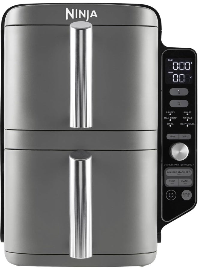 Ninja Double Stack XL Air Fryer, Vertical Dual Drawer Air Fryer With 4 Cooking Layers, 2 Drawers And 2 wire Racks, Space Saving Design, 6 Cooking Functions. 9.5 L 2470 W SL400ME/EU Silver - Image 1