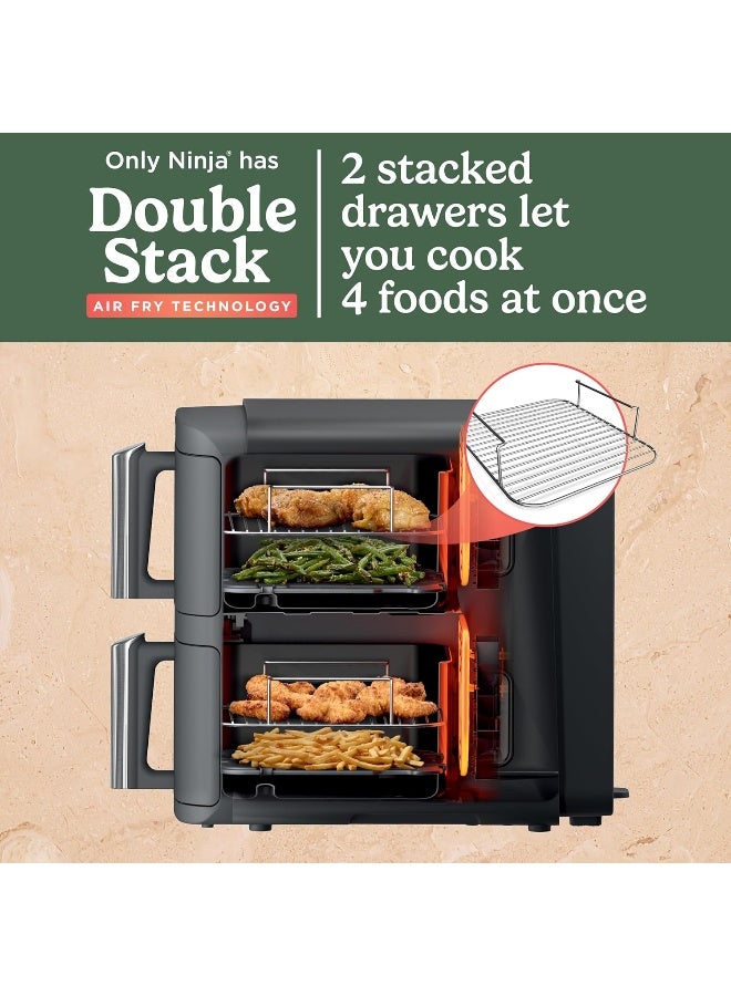Ninja Double Stack XL Air Fryer, Vertical Dual Drawer Air Fryer With 4 Cooking Layers, 2 Drawers And 2 wire Racks, Space Saving Design, 6 Cooking Functions. 9.5 L 2470 W SL400ME/EU Silver - Image 3