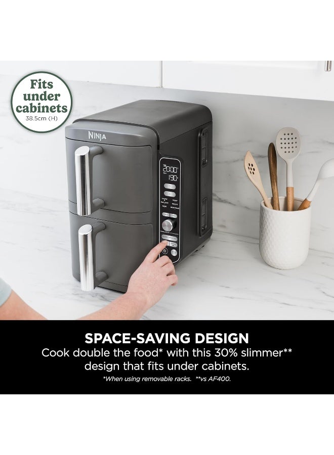 Ninja Double Stack XL Air Fryer, Vertical Dual Drawer Air Fryer With 4 Cooking Layers, 2 Drawers And 2 wire Racks, Space Saving Design, 6 Cooking Functions. 9.5 L 2470 W SL400ME/EU Silver - Image 4