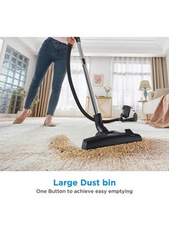 Midea Vacuum Cleaner Bagless Canister 2L Dust Capacity With HEPA Filter, Easy Emptying, 200W Suction power, Washable Filter For Pet Hair, Carpet, Tile, Hard Floor 2 L 1800 W MC08MEWH White  - Image 3
