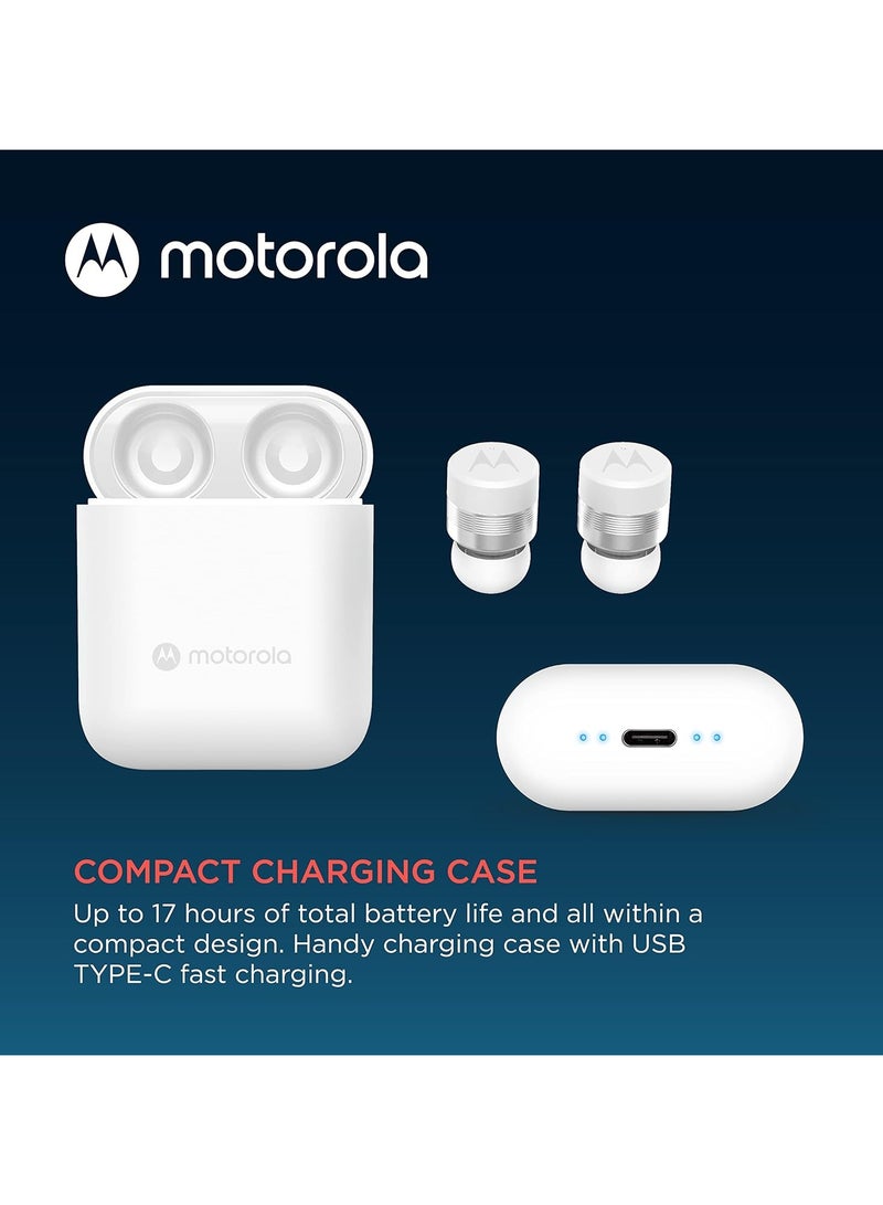 Motorola - Sound Moto Buds 120 | Wireless Earphones | Bluetooth | Waterproof and Sweatproof | Touch and Voice Control White - Image 1