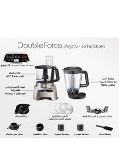 Moulinex Double Force Food Processor 1000 W 36 Functions Gold Champaign FP8267EG 1000 W FP8267 Gold Champaign  - Image 3