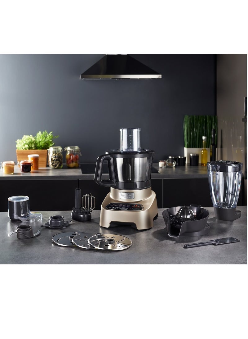 Moulinex - Double Force Food Processor 1000 W 36 Functions Gold Champaign FP8267EG 1000 W FP8267 Gold Champaign - Image 1