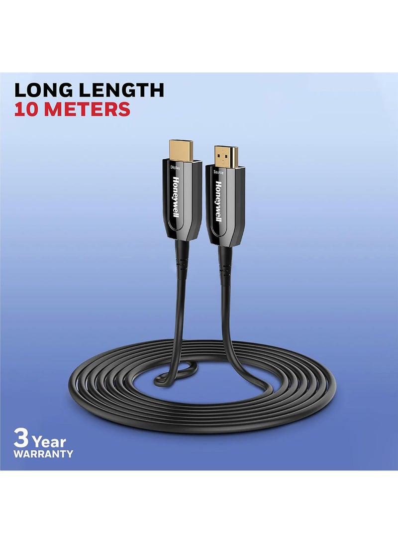 Honeywell - HDMI AOC 2.1 Complaint , 10 Meter, 48GBPS, Supports UHD Resolution of 8K@60Hz, Male-to-Male, High-Speed Fiber Optics Cable, Compatible with TV, Gaming Console, etc. Black - Image 1