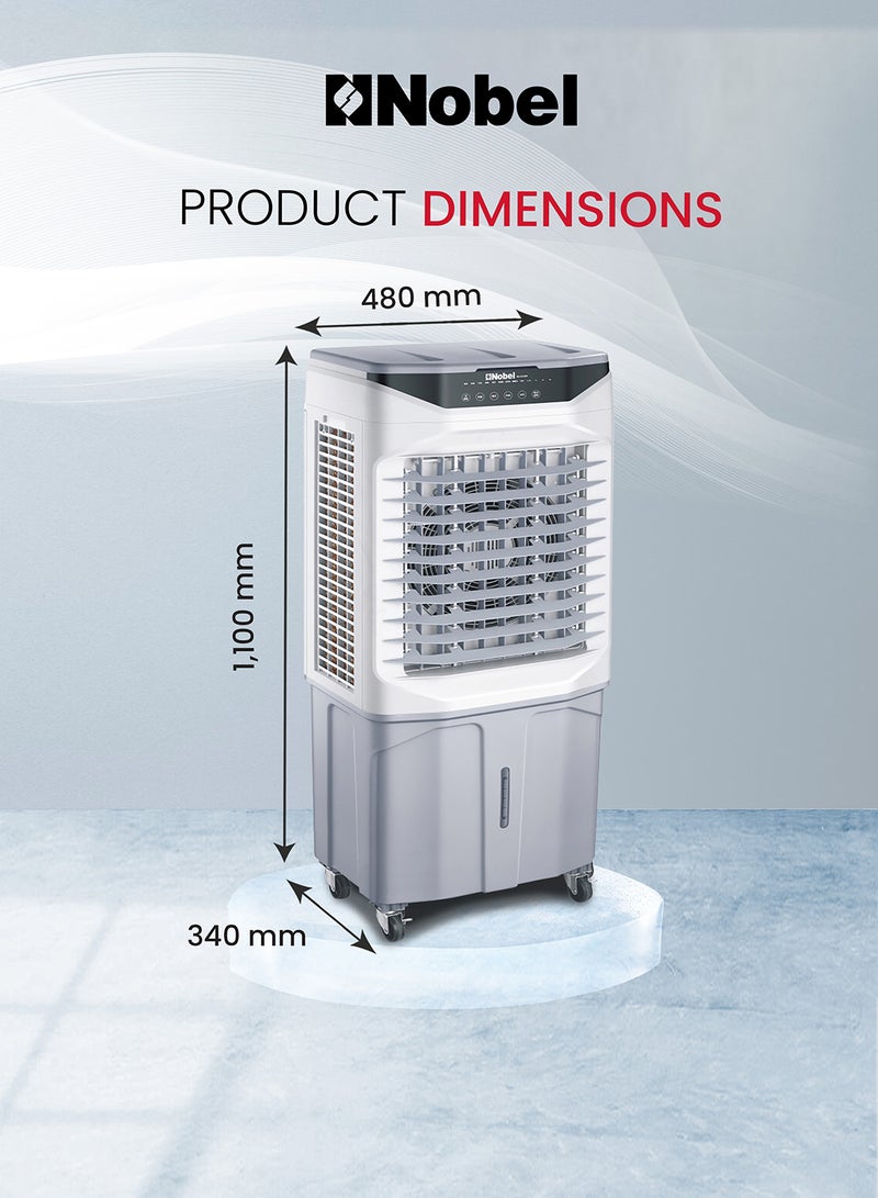 Portable Air Cooler 35L Tank, 3 Wind Speeds, 3 Modes With Remote Control - 35 L 180 W NAC500R Grey