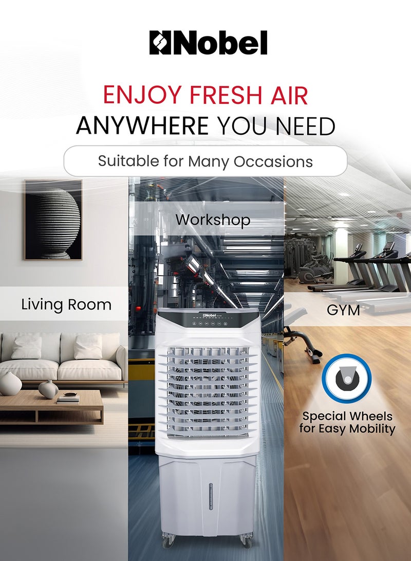 نوبل Portable Air Cooler 35L Tank, 3 Wind Speeds, 3 Modes With Remote Control - 35 L 180 W NAC500R Grey  - Image 5